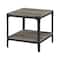 Walker Edison Slate Gray Angle Iron Rustic Wood Side Table Set